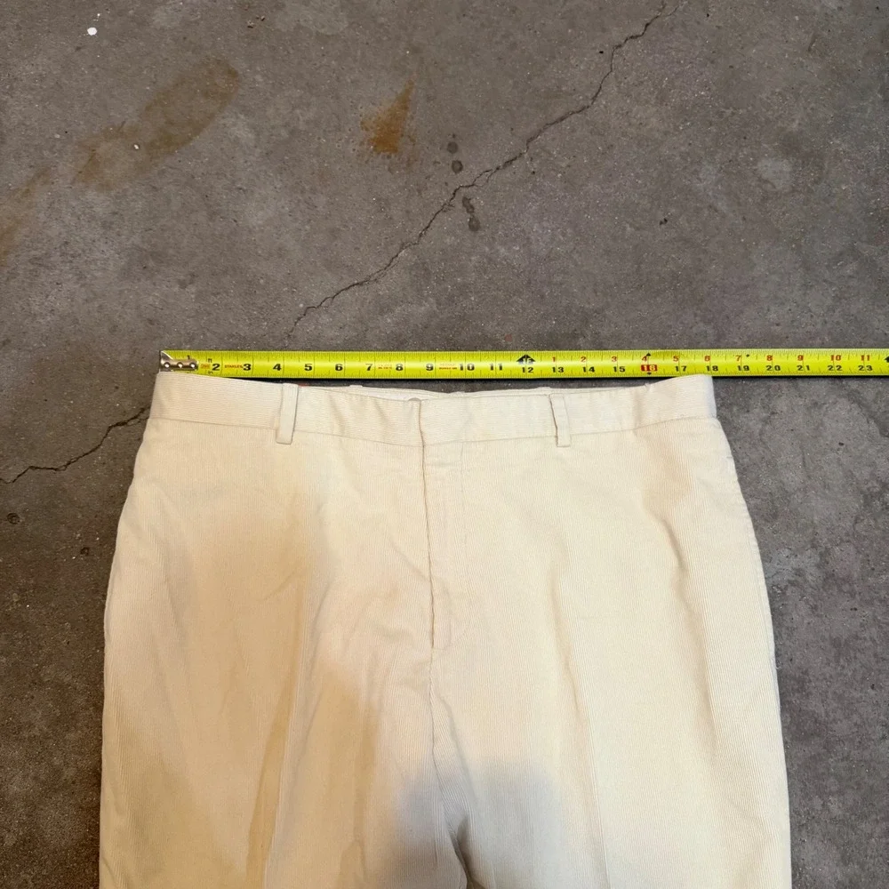 Polo Ralph Lauren Pants Men 38 Cream Corduroy Made in Italy Preston Cuffed Baggy